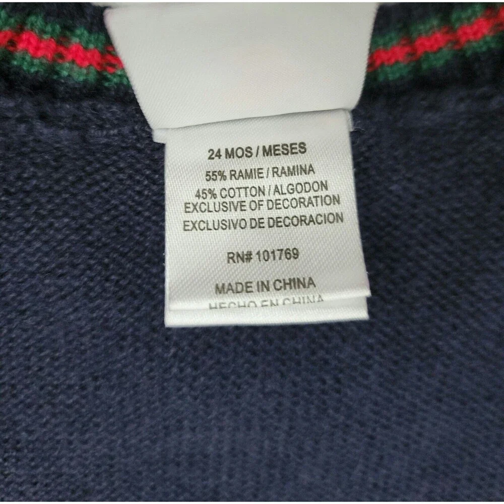 Good Lad of Philadelphia Toddler Ramie Cotton Knit Vest 24M Navy Christmas Train - Picture 7 of 9